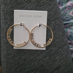 Michael Kors Gold Lettered Hoop Earrings